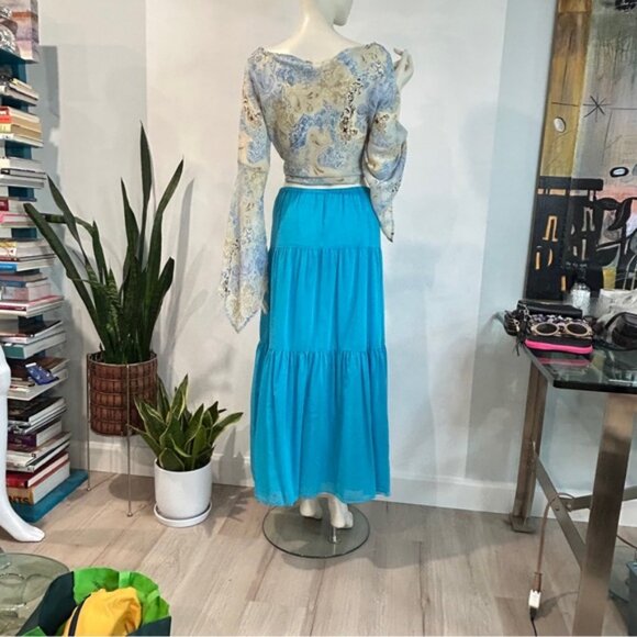 Talbots Silk Blend Tiered Boho Maxi Skirt - Picture 5 of 11